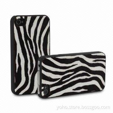 Zebra-Stripe PC Cases for iPhone 4 and 4S, in White and Black Color, Elegance Look, Soft Hand-feel